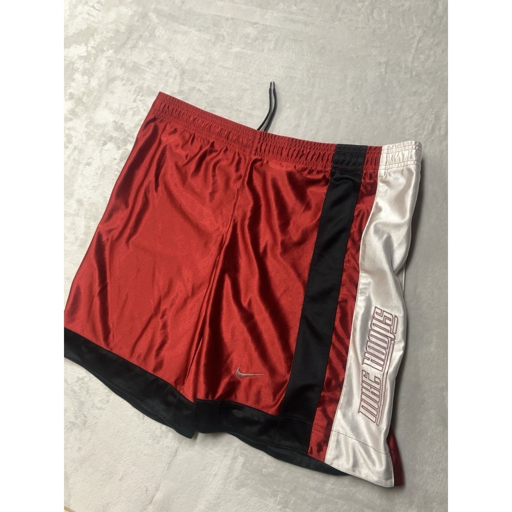 Vintage Nike Hoops White Tag Basketball Shorts Mens 36 Red‎ Dazzle Shiny Silky